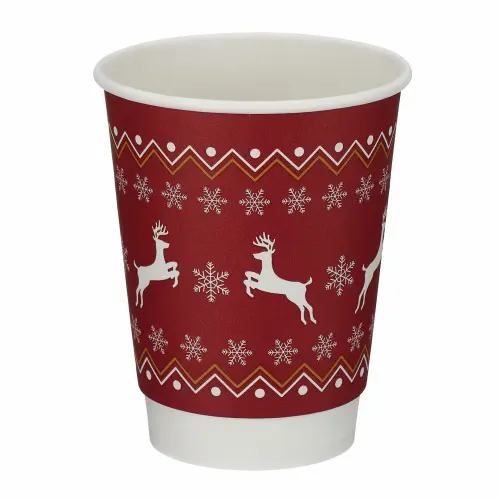 CHRISTMAS CUPS DOUBLE WALLED RED 12oz (500)