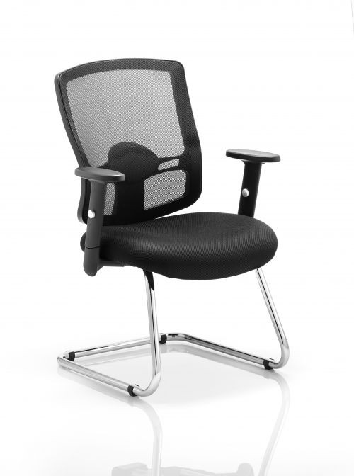 Portland Cantilever Chair Black Mesh With Arms - RRP £293