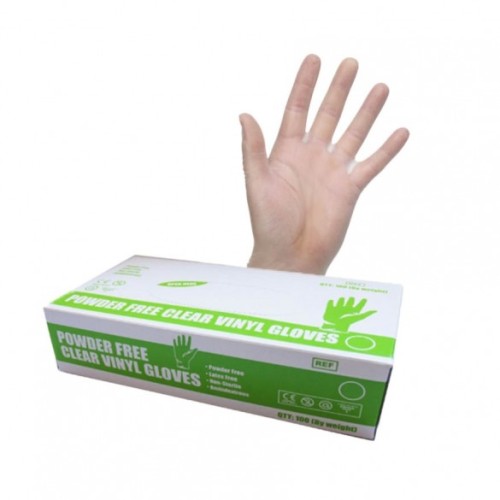 Safecare Clear Vinyl Powder Free Gloves - Medium - Box of 100 - RRP £3.99