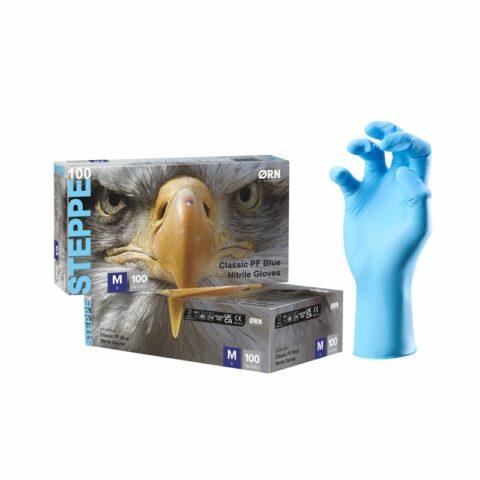 ORN Steppe Nitrile Disposable Gloves Powder Free Blue Box 100 Large