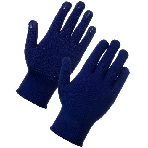 Blue Superthermal Gloves With Blue Pvc Dot - Size L - Pair ( G62 )