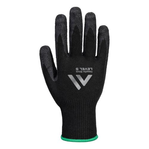 Needle Resistant  F10 Latex Crinkle Glove Black