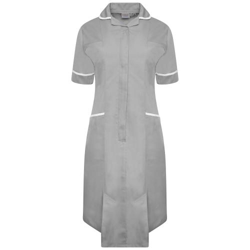 Ladies Dress with Round Collar Grey/White Trim 10 Regular