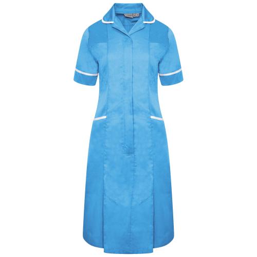 Ladies Dress with Round Collar Hospital Blue/White Trim 10 Regular