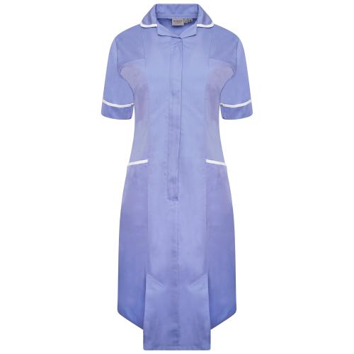 Ladies Dress with Round Collar Metro Blue/White Trim 10 Regular