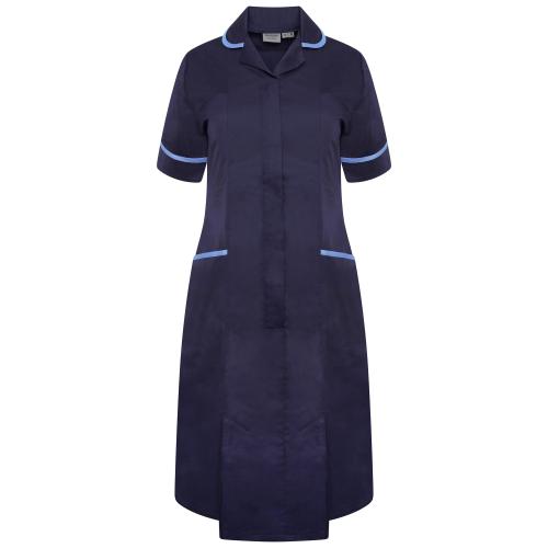 Ladies Dress with Round Collar Navy/Hospital Blue Trim 10 Regular