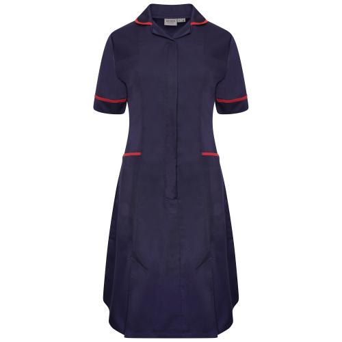 Ladies Dress with Round Collar Navy/Red Trim 10 Regular