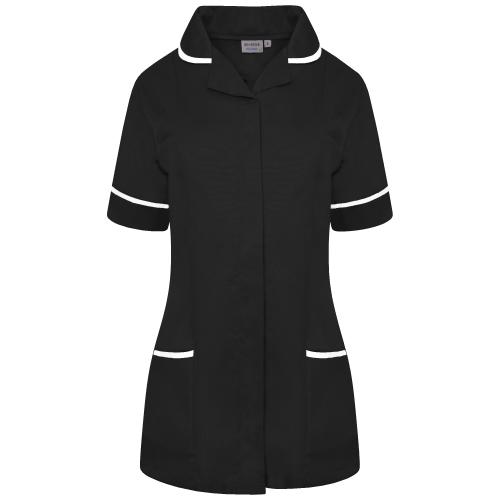 Ladies Tunic with Round Collar Black/White Trim 10