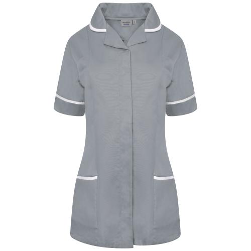 Ladies Tunic with Round Collar Grey/White Trim 10