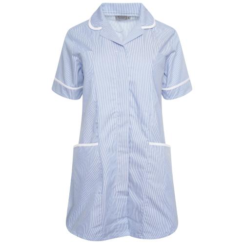 Ladies Maternity Tunic Blue/White Stripe/White Trim 10