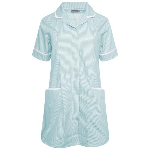 Ladies Maternity Tunic Green/White Stripe/White Trim 22