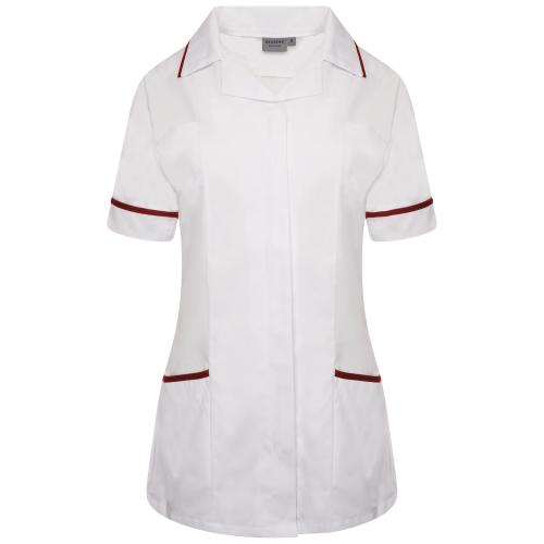 Ladies Tunic with Revere Collar White/Maroon Trim 10
