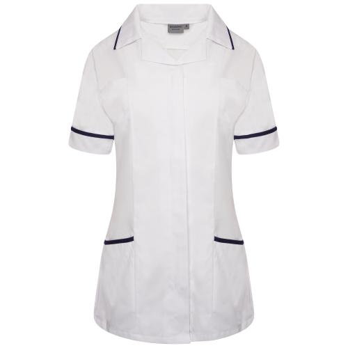 Ladies Tunic with Revere Collar White/Navy Trim 10