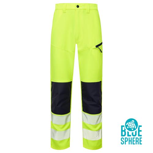 Essentials Hi Vis Eco Coolair 4-Way Stretch Yellow Trousers  