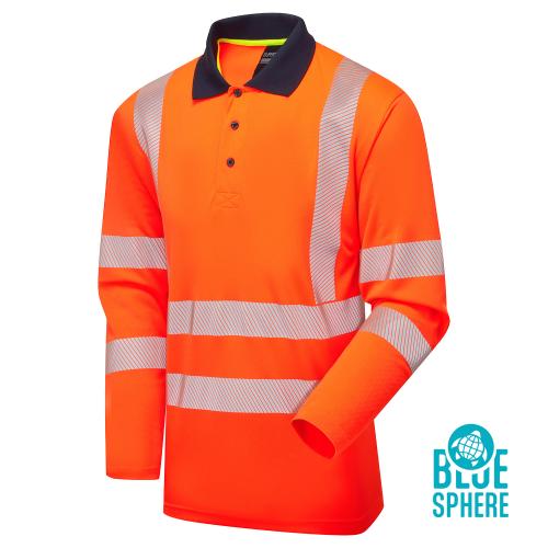  Essentials Hi-Vis Eco CoolMax Orange Long Sleeve Polo