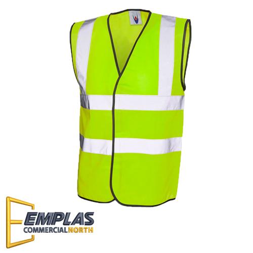 Emplas Commercial North UC801 High Vis Vest Yellow with logo Printed to L/B and Back