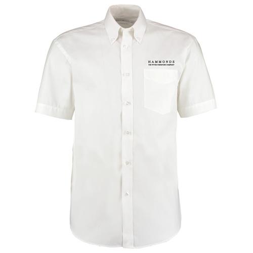Hammond's KK109 S/S Shirt White Collar 16" with Hammond's Fitted Furniture Logo to L/B