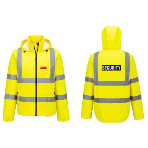 University Of Leicester S164 Hi Vis Lightweight Packable Jacket Large Yellow With Logo to L/B & Security to Reverse