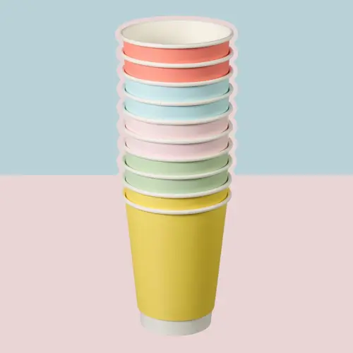 12oz Confetti Double Wall Cups Stacked
