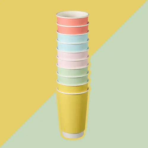 12oz Confetti Double Wall Coffee Cups Stacked