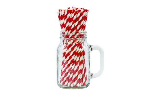Bright Red & White Paper Straw