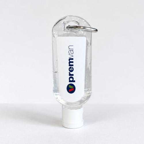Premvan Hand Sanitiser - 50ml Bottle with Clip Attachment, Case of 40