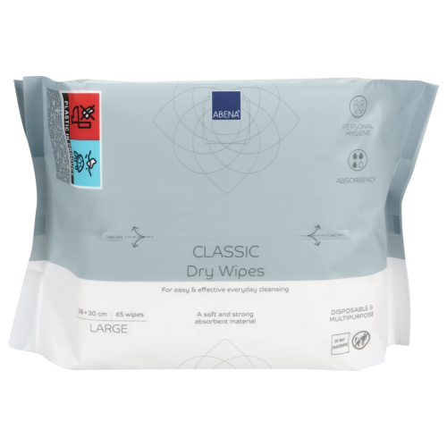Abena Classic Dry Wipes, 30x38cm, 12 packs of 65