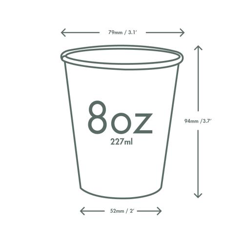 Vegware 8oz Feel Good Cup Dimensions