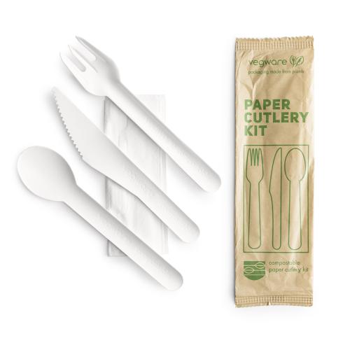 Compostable paper cutlery kit (box of 250)