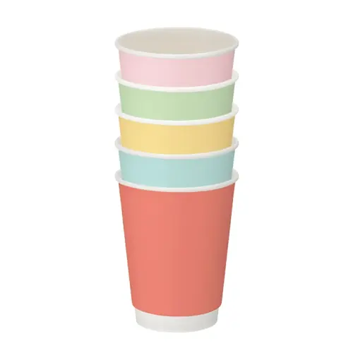 12oz Confetti MIXED SLEEVE PASTEL Colour Double Wall Hot Cup (PE Lined) Pack 500