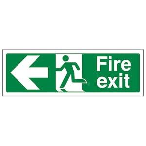 Fire Exit Arrow Left - glow in the dark - 1mm Rigid Plastic 300mmx100mm