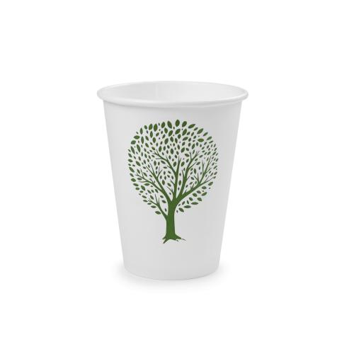 Vegware 12oz White Hot Cup - 89-Series - Green Tree - Pack of 1000