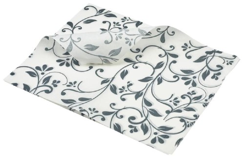 Greaseproof paper - grey floral print - 25x20cm