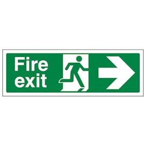 Fire Exit Arrow Right - glow in the dark - 1mm Rigid Plastic 300mmx100mm