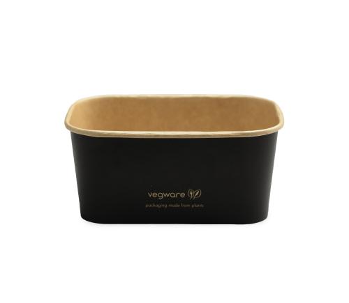 34oz/1000ml rectangular black paper food container