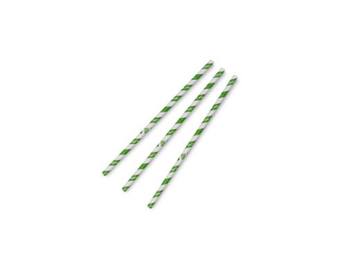 Vegware Jumbo green stripe 8mm paper straw 7.8in - Pack of 3000