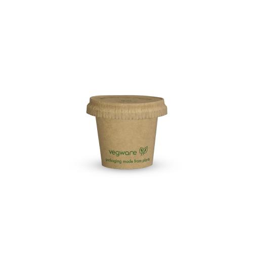 Vegware Kraft paper portion pot with lid