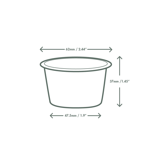 2.5oz kraft paper portion pot dimensions
