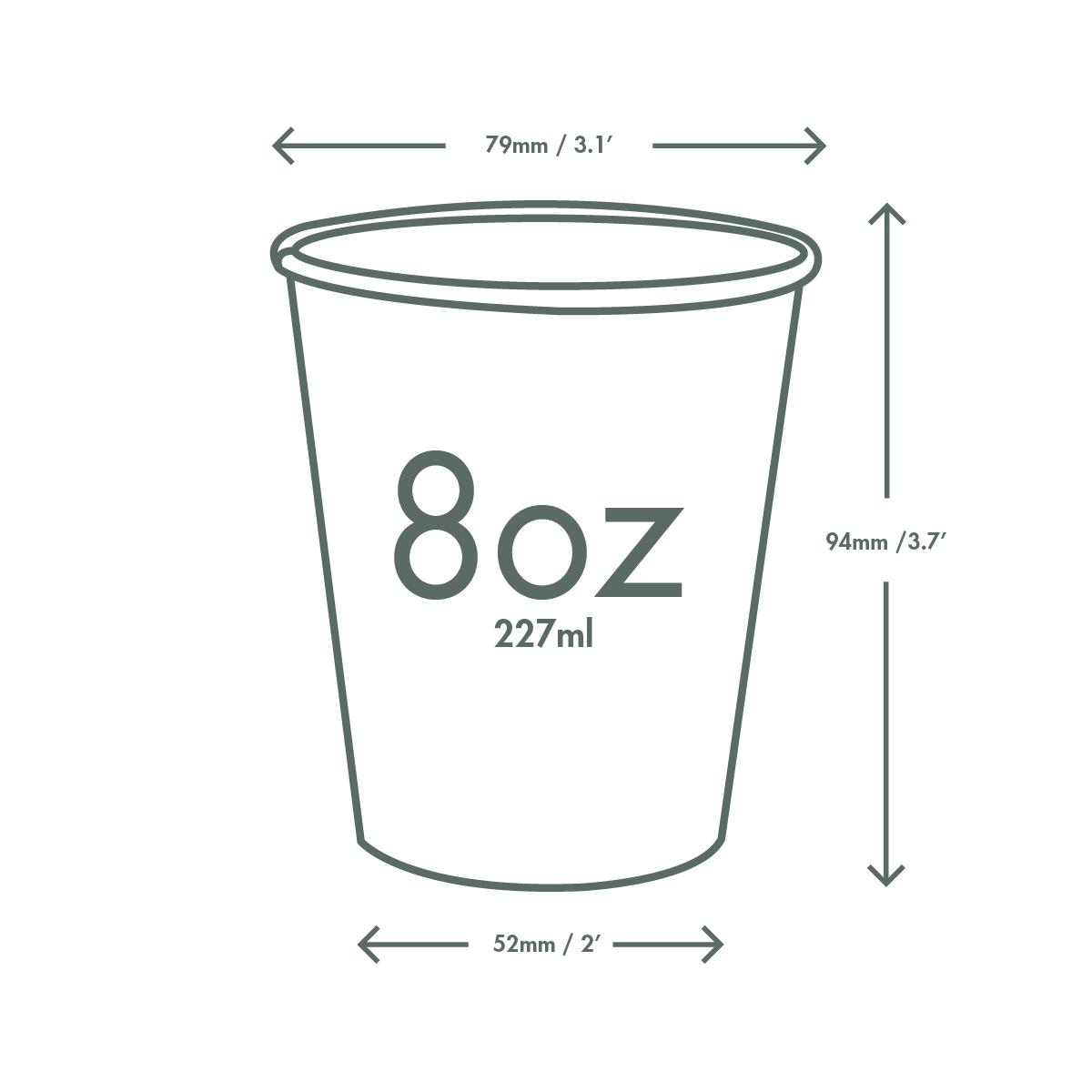 Vegware 8oz Feel Good Cup Dimensions