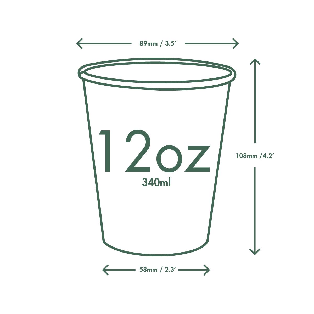 Vegware 12oz Feel Good Cup Dimensions