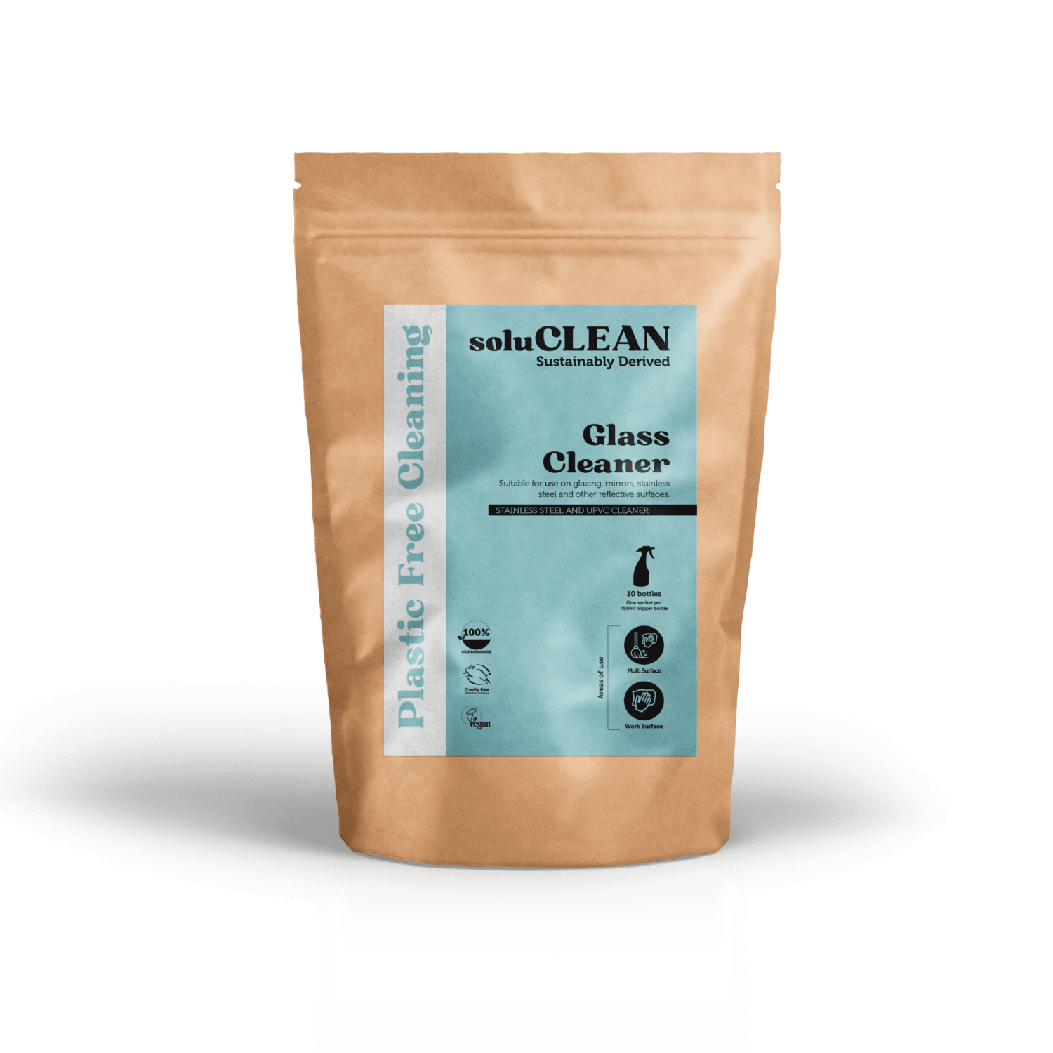 SoluCLEAN Glass Cleaner Refill Pouch (Pack of 10)