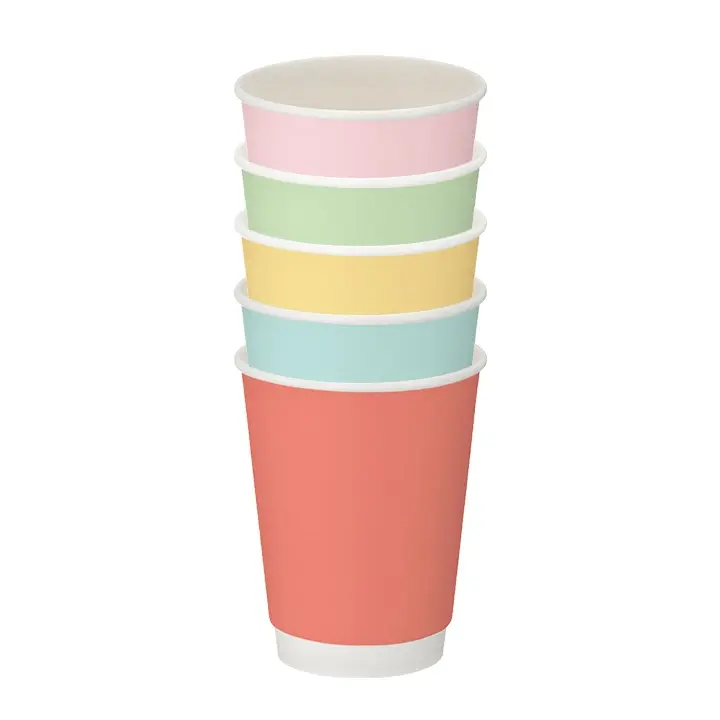 12oz Confetti MIXED SLEEVE PASTEL Colour Double Wall Hot Cup (PE Lined) Pack 500