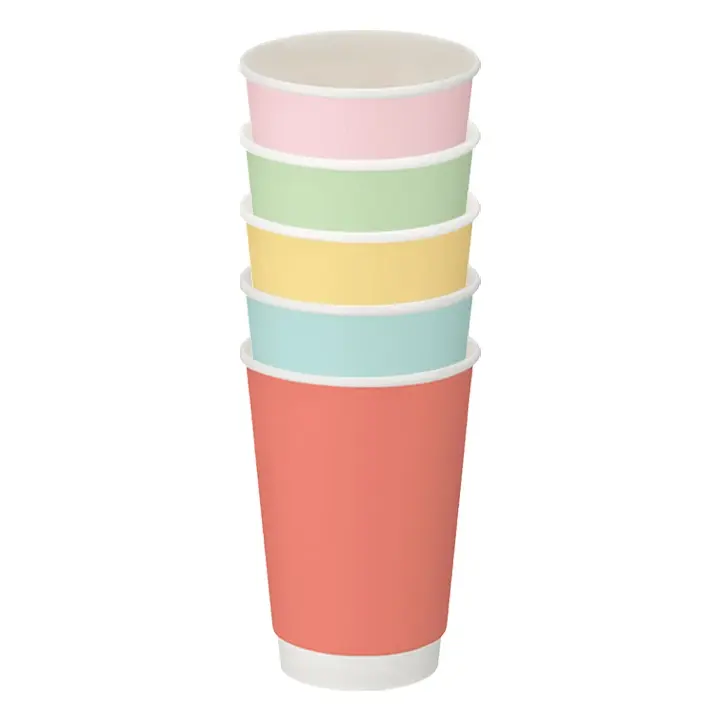 16oz Confetti MIXED SLEEVE PASTEL Colour Double Wall Hot Cup (PE Lined) Pack 500