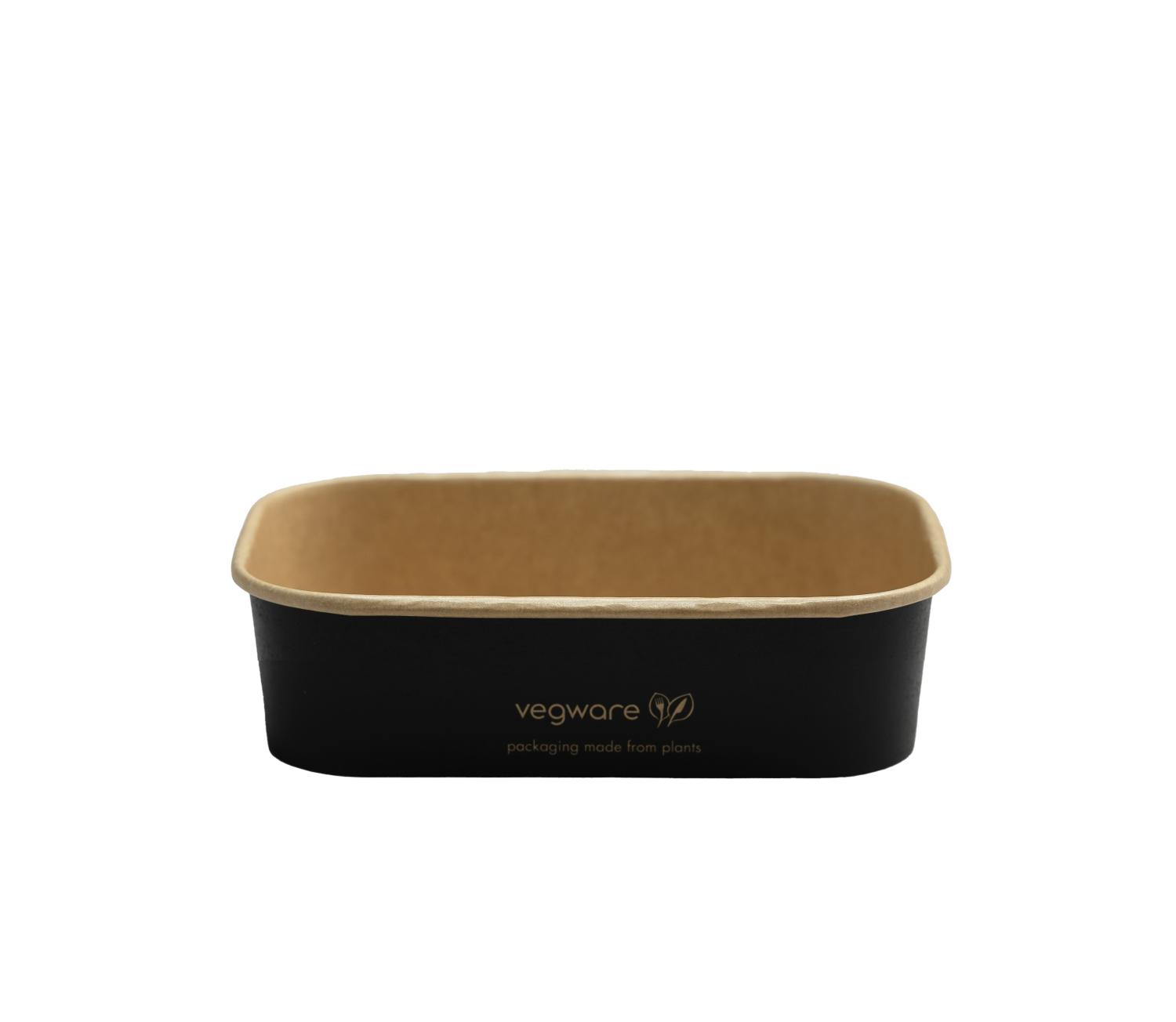 16oz/500ml rectangular black paper food container