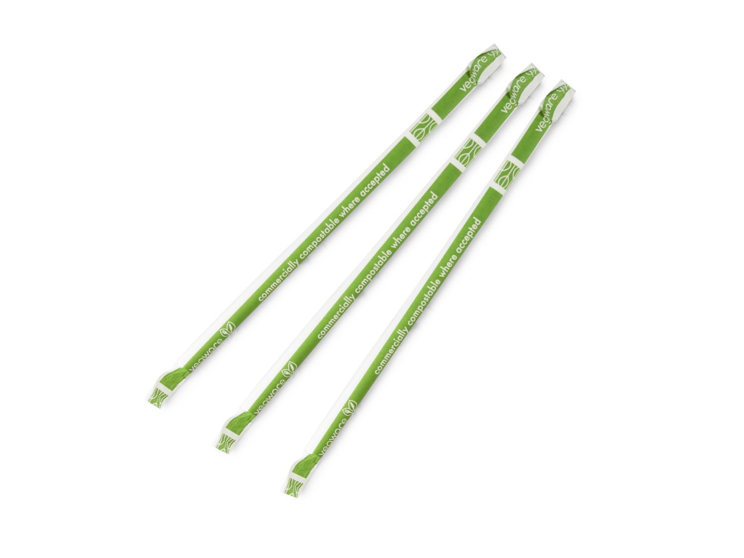 Jumbo white 8mm paper straw, wrapped, 7.8in