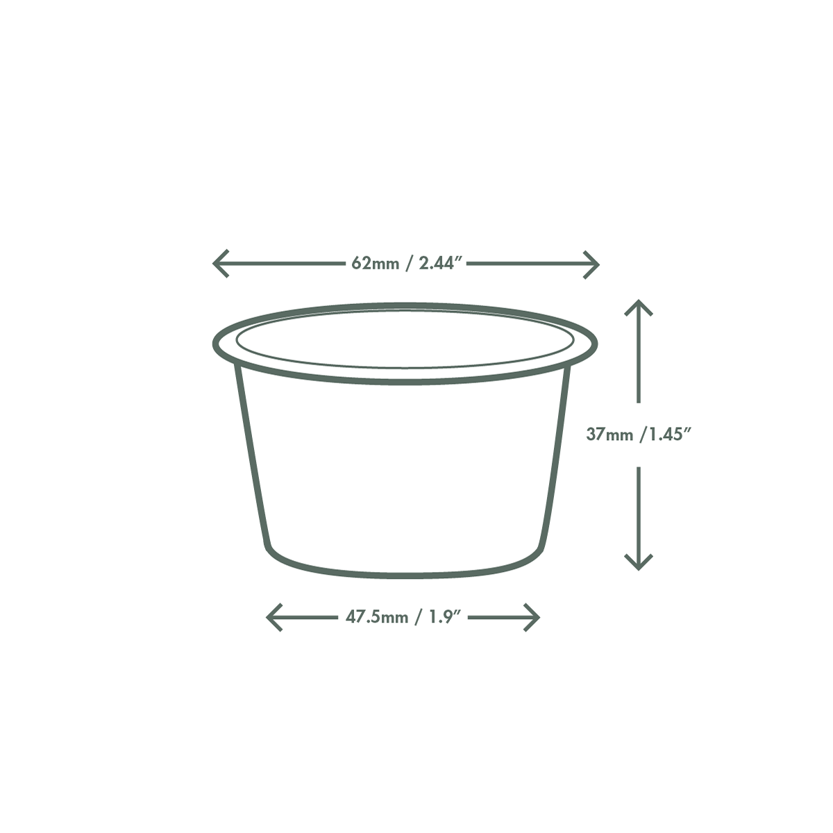 2.5oz kraft paper portion pot dimensions