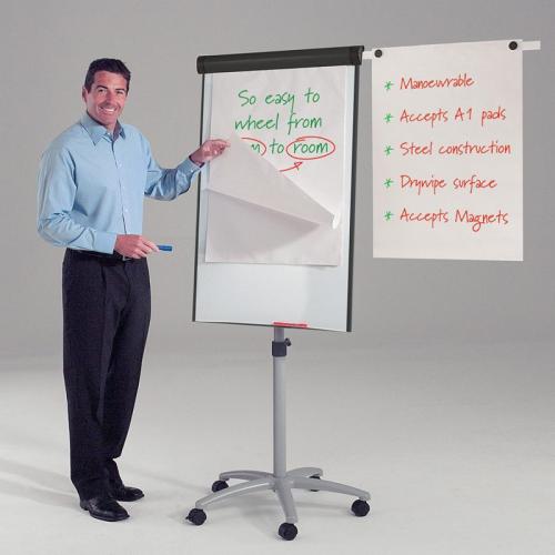 Buzzard Mobile Flipchart Easel – Black (For Use with All A1 Flipchart Pads)