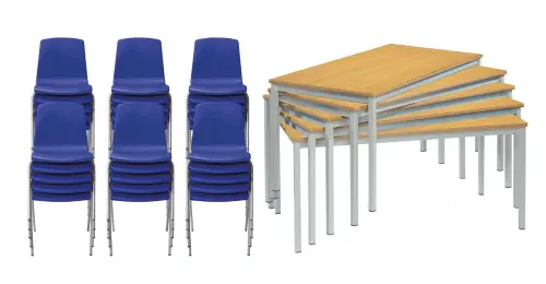 Metalliform NP Classroom Furniture Pack – 15 Tables & 30 Chairs