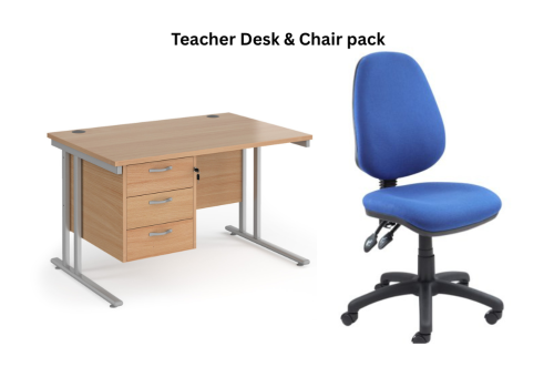 Teacher Desk & Chair Pack – 1200mm Desk with Pedestal & Operator Chair