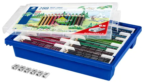 Staedtler Noris Club Pencil Classpack of 288 in Gratnells tray with 6 FREE sharpeners